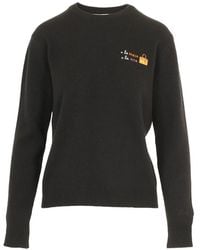 MC2 Saint Barth - New Queen Wool And Cashmere Blend Crewneck With O La Borsa O La Vita Embroidery - Lyst