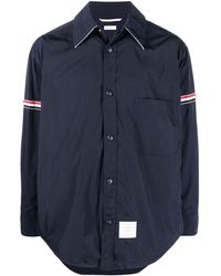 Thom Browne - Rwb Stripe Logo-patch Shirt Jacket - Lyst
