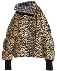 Ganni - Leopard-Print Puffer Jacket - Lyst