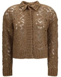 Max Mara - Open-Knit Button-Up Cardigan - Lyst