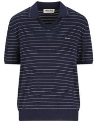 Miu Miu - Striped V-Neck Sweater - Lyst