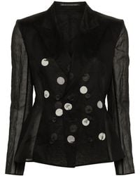Yohji Yamamoto - Double-Breasted Semi-Sheer Blazer - Lyst