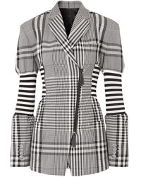 Burberry Corset Detail Check Blazer - Black