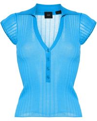 Pinko - Ribbed-knit Polo Top - Lyst