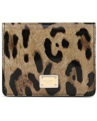 Dolce & Gabbana - Polished Calfskin Wallet With Leopard Print - Lyst