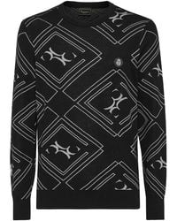 Billionaire - Geometric-Pattern Crew-Neck Sweater - Lyst