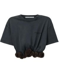 Alexander Wang - Faux-Fur Trim Short-Sleeve T-Shirt - Lyst