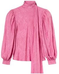 Gucci - Rose-Jacquard Pussy-Bow Blouse - Lyst