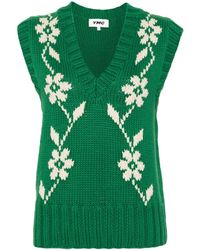 YMC - Heidi Floral Intarsia-knit Vest - Lyst