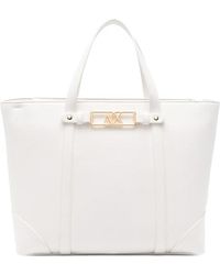ARMANI EXCHANGE - Logo-Plaque Leather Tote Bag - Lyst
