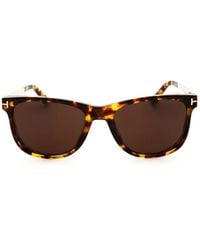 Tom Ford - Lunettes De Soleil Rectangulaires À Effet Écailles De Tortue - Lyst