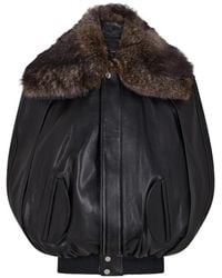 Rabanne - Veste En Cuir D'Agneau À Col En Shearling Détachable - Lyst
