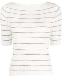 Vince - Boat-Neck Striped Knitted Top - Lyst