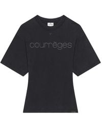 Courreges - Katoenen-T-Shirt Met Logoprint En Taille - Lyst
