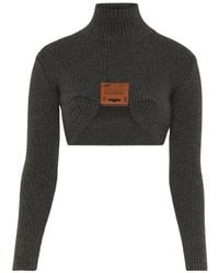 Jean Paul Gaultier - High-Neck Cropped Sweater - Lyst