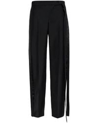 McQueen - Satin-Trim Draped Trousers - Lyst