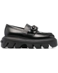 Casadei - Logo-plaque Loafers - Lyst