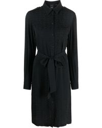 Pinko - Monogram-Pattern Belted Shirtdress - Lyst