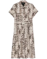 Pinko - Vestido Midi Con Motivo De Piel De Serpiente Y Cinturón - Lyst