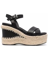 Ash - Raffia-Wedge Leather Sandals - Lyst