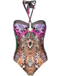 Camilla - Animal-print Halterneck Swimsuit - Lyst