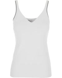 Brunello Cucinelli - Tank Top V-Neck Cotton - Lyst