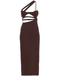 Nensi Dojaka - Asymmetric Silk Sweetheart Midi Dress - Lyst