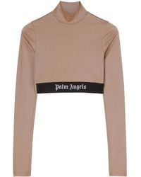 Palm Angels - Cropped-T-Shirt Mit Logo-Streifen - Lyst