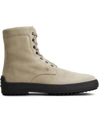 Tod's - Suede Combat Boots - Lyst