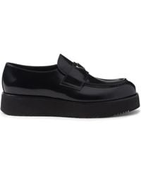 Prada - Brushed Leather Loafers - Lyst