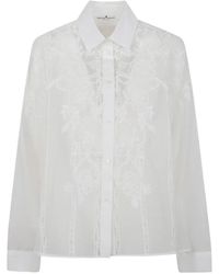 Ermanno Scervino - Floral-Embroidered Lace-Trim Shirt - Lyst