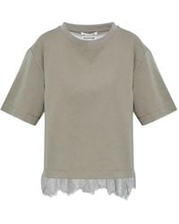 Munthe - T-Shirt À Manches Ornées De Dentelle - Lyst