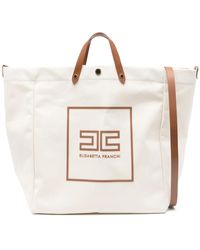 Elisabetta Franchi - Logo-Print Cotton Tote Bag - Lyst