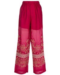 Biyan - Embroidered Semi-sheer Trousers - Lyst