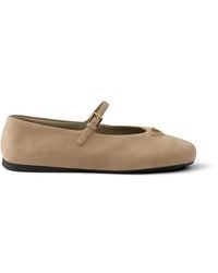 Prada - Suede Ballerinas - Lyst