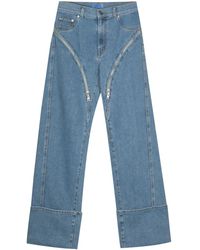 Mugler - Zipped Wide-Leg Jeans - Lyst