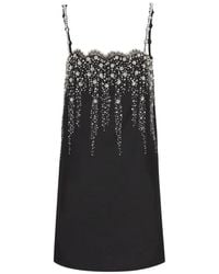 Valentino Garavani - Crystal-Embellished Lace-Trim Dress - Lyst