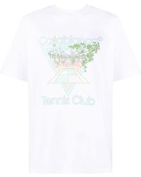 Casablanca - Tennis Club Graphic-print Organic-cotton T-shirt X - Lyst
