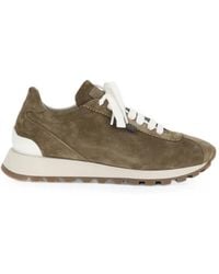 Brunello Cucinelli - Bead-Embellished Suede Sneakers - Lyst