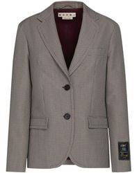 Marni - Blazer Monopetto Con Motivo Pied-De-Poule - Lyst