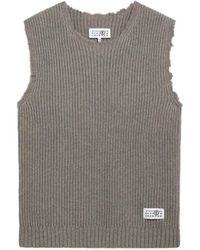 MM6 by Maison Margiela - Frayed-Edge Ribbed-Knit Vest - Lyst