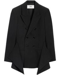 Ami Paris - Draped-Panel Virgin Wool Blazer - Lyst