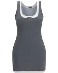 Miu Miu - Layered-Effect Logo-Patch Dress - Lyst