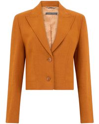 Alberta Ferretti - Cropped Linen Blazer - Lyst