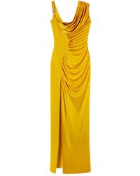 Versace - Embellished Crepe And Pleated Satin Gown - Lyst