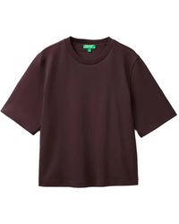 Benetton - Ribbed-Trim T-Shirt - Lyst