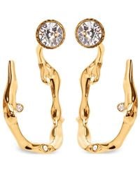 Oscar de la Renta - Branch Crystal-embellished Hoop Earrings - Lyst