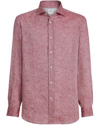 Brunello Cucinelli - Spread-Collar Linen Shirt - Lyst
