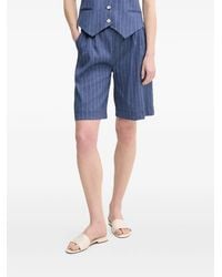 La Petite Francaise - Solange Pinstripe Drawstring Shorts - Lyst