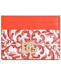 Dolce & Gabbana - Mini Majolica-Print Leather Card Holder - Lyst